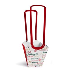 Sac carton Aqua Noël imprimé de messages de fêtes pour plante en pot, grossiste en emballage fleuriste