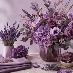 Box fleurs stabilisées violettes en gros – roses, lavande | Artiflor