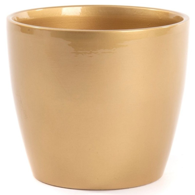 Cache-pot bombé or en terre cuite Ø28 H.23 cm – décoration de Noël pour vitrine de commerçant, vente en gros