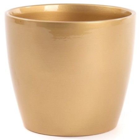 Cache-pot bombé or en terre cuite Ø28 H.23 cm – décoration de Noël pour vitrine de commerçant, vente en gros