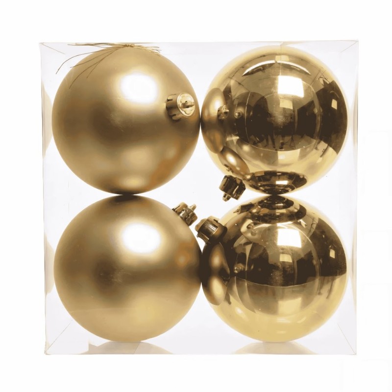Boule de Noël or mate et brillante Ø10 cm - lot de 4 – déco Noël en gros