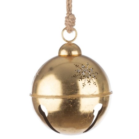 Très grande boule grelot en métal or à suspendre Ø40 cm – déco Noël en gros
