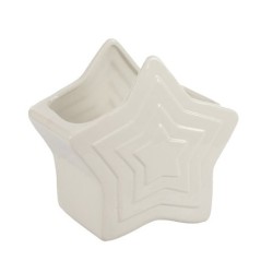 Cache-pot étoile blanche en dolomite 20 x 11,5 H.18,5 cm – déco Noël en gros