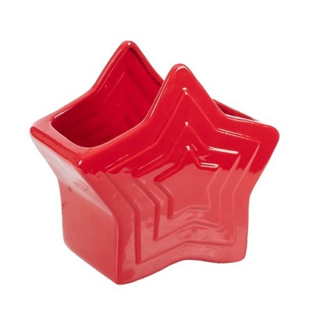 Cache-pot étoile rouge en dolomite 25 x 13 H.23,5 cm – décoration de Noël pour vitrine de commerçant, vente en gros