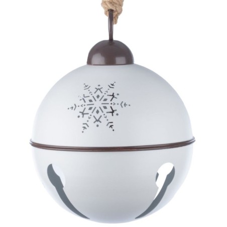 Boule grelot géante en métal blanc à suspendre Ø60 cm – déco Noël en gros