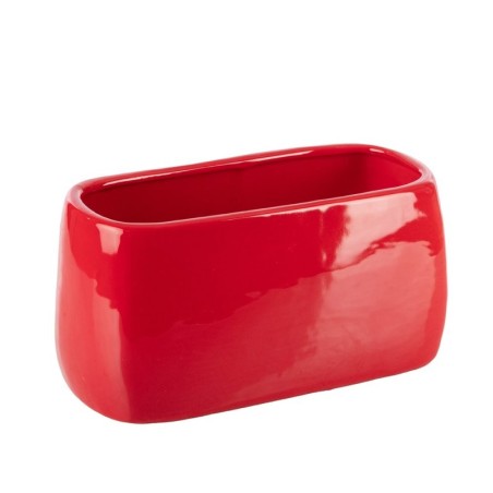 Jardinière rectangulaire rouge en dolomite 20 x 10 H.10 cm – décoration de Noël pour vitrine de commerçant, vente en gros