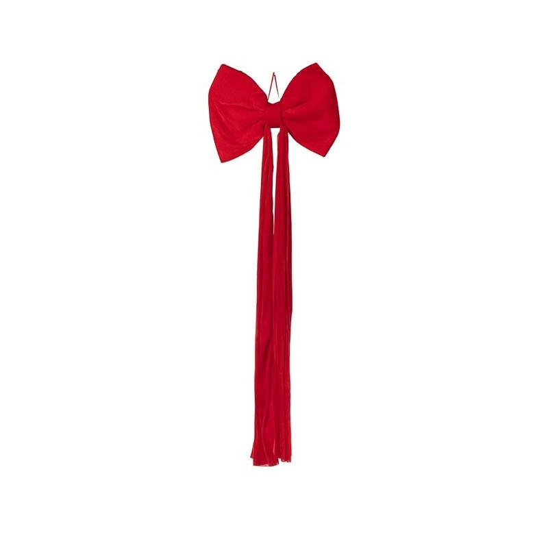 Nœud géant en velours rouge L.60 H.170 cm – déco Noël en gros