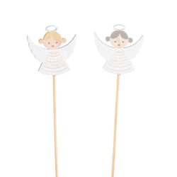 Pique ange en bois blanc à auréole H.57 cm lot de 12  vente en gros pour fleuristes