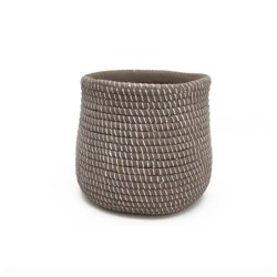 Cache-pot effet corde tressée en ciment marron Ø16 H.14 cm  grossiste en cache-pots pour fleuristes