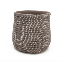 Cache-pot effet corde en ciment marron Ø19 5 H.18 cm  vente en gros pour fleuristes