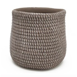 Grand cache-pot effet corde en ciment marron Ø25 5 H.24 cm  grossiste en contenants pour fleuristes