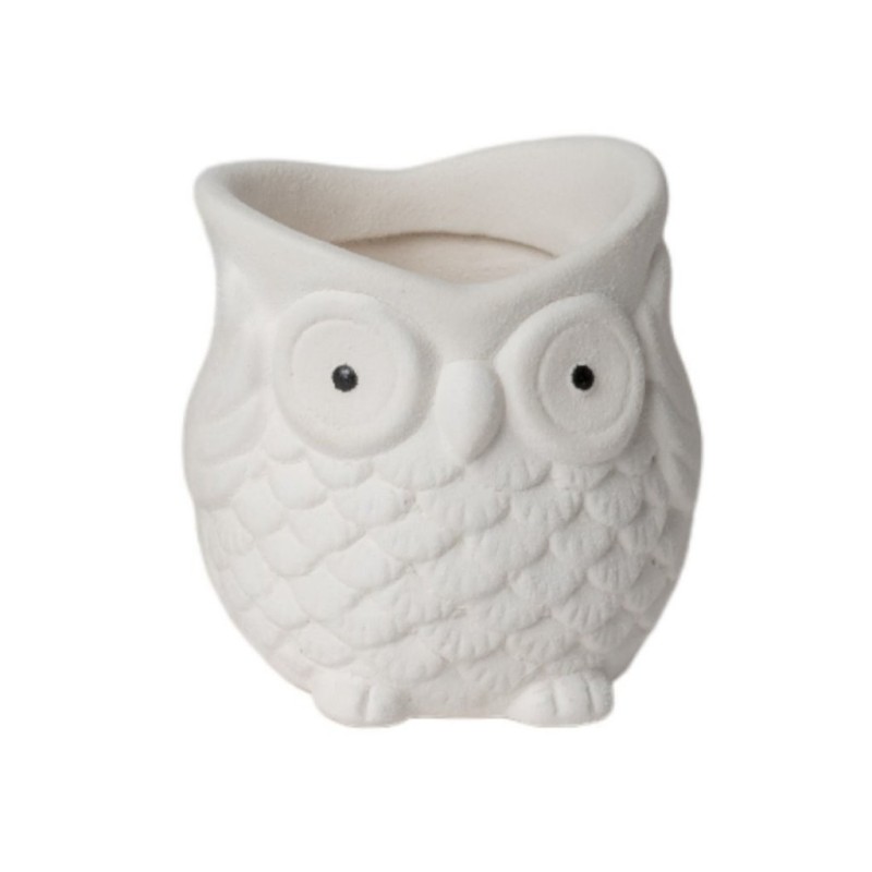 Petit vase chouette blanc en dolomite effet sablé 8 5 x 8 H.8 5 cm  vente en gros pour fleuristes