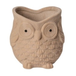 Vase chouette taupe en dolomite effet sablé 11 x 10 H.11 cm  grossiste en vases pour fleuristes