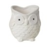 Vase chouette blanc en dolomite effet sablé 11 x 10 H.11 cm  vente en gros pour fleuristes