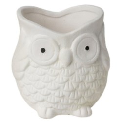 Grand vase chouette blanc en dolomite effet sablé 14 5 x 13 H.14 cm  vente en gros pour fleuristes