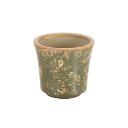 Cache-pot vert foncé à fleurs en céramique Ø14 5 H.13 cm  grossiste en cache-pots pour fleuristes