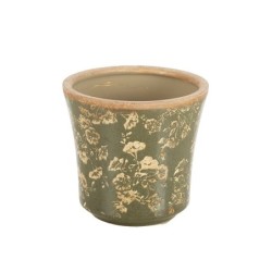 Cache-pot vert foncé à fleurs en céramique Ø17 H.16 cm  vente en gros pour fleuristes