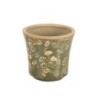 Cache-pot vert foncé à fleurs en céramique Ø17 H.16 cm  vente en gros pour fleuristes