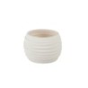 Cache-pot arrondi à ondes blanc en dolomite effet sablé Ø14 5 H.10 cm  vente en gros pour fleuristes