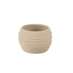 Cache-pot arrondi à ondes taupe en dolomite effet sablé Ø16 H.12 5 cm  grossiste en cache-pots pour fleuristes