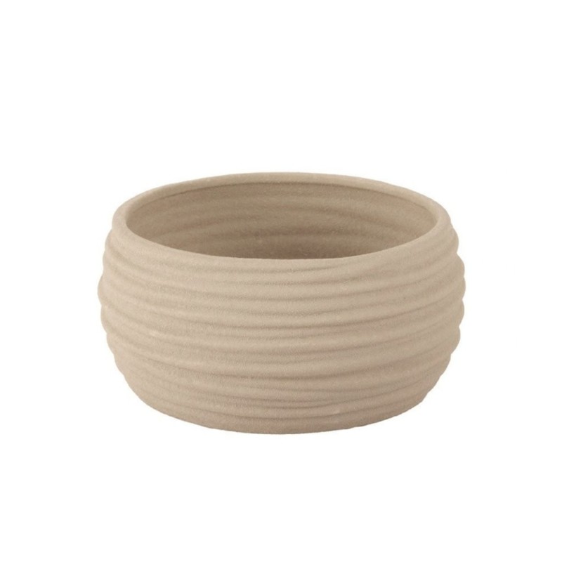 Coupe à ondes taupe en dolomite effet sablé Ø19 H.9 cm  grossiste en contenants pour fleuristes