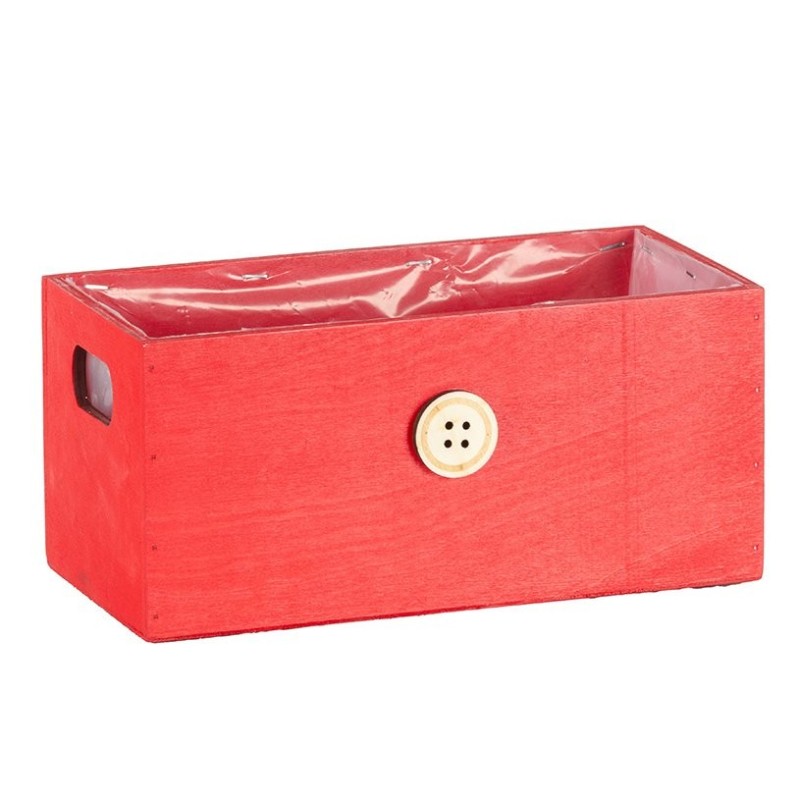 Caisse en bois rouge avec bouton 26 x 13 H.12 cm - grossiste en contenants en bois pour fleuristes