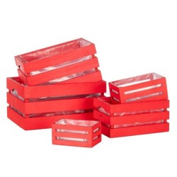 Lot de 5 caisses en bois rouge gigognes - vente en gros pour fleuristes