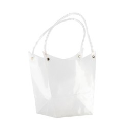 Sac transparent à anses en plastique 18 x 11 H.19 cm  lot de 10 - grossiste en emballage fleuriste