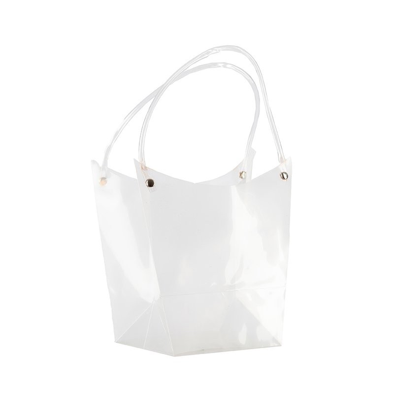 Sac transparent à anses en plastique 18 x 11 H.19 cm  lot de 10 - grossiste en emballage fleuriste