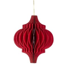 Boule de Noël design plissée rouge 12 5 x 15 cm  grossiste en boules de Noël