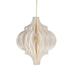 Boule de Noël design plissée blanche 12 5 x 15 cm  grossiste en décoration de Noël