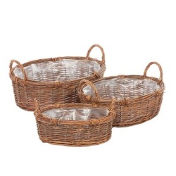Panier ovale en osier à anses  lot de 3  vente en gros pour fleuristes