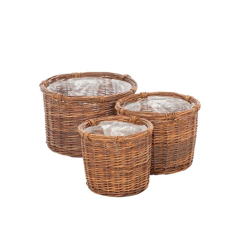 Cache-pot en osier  lot de 3  grossiste en cache-pots pour fleuristes