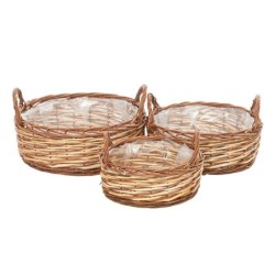 Corbeille ronde basse bicolore à anses  lot de 3  vente en gros pour fleuristes