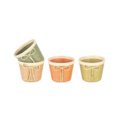 Cache-pot en carton avec nœud Ø12 cm  4 couleurs  grossiste en cache-pots pour fleuristes