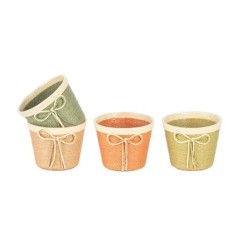 Cache-pot en carton avec nœud Ø13 5 cm  4 couleurs  vente en gros pour fleuristes