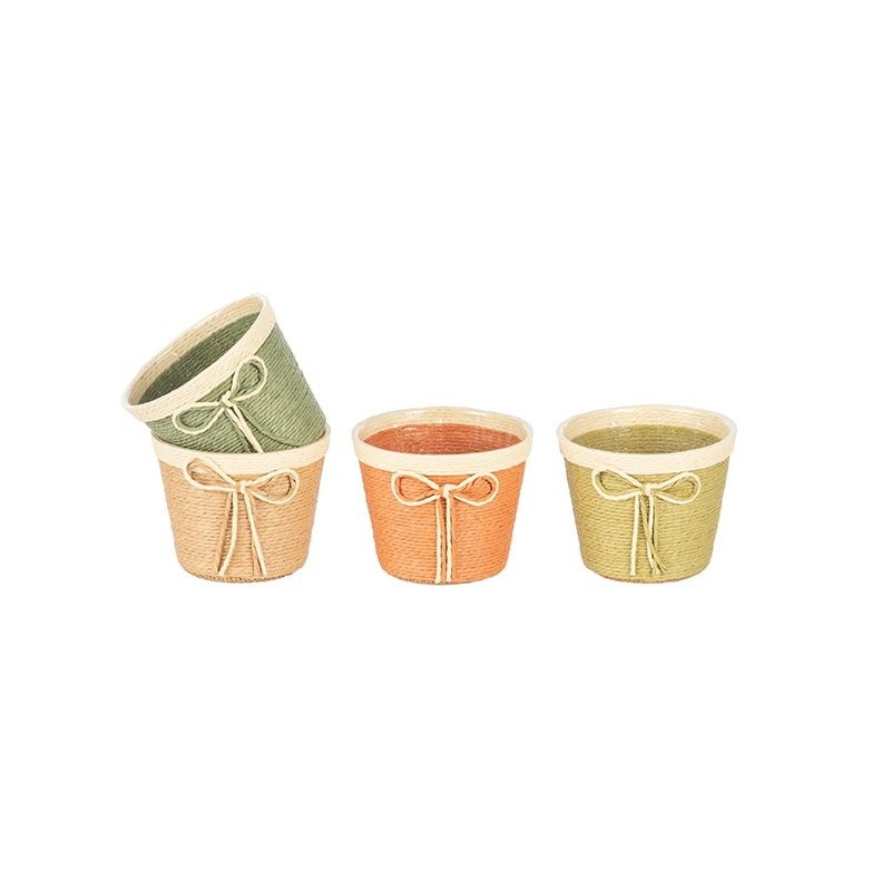 Cache-pot en carton avec nœud Ø13 5 cm  4 couleurs  vente en gros pour fleuristes