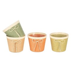 Cache-pot en carton avec nœud Ø15 5 cm  4 couleurs  grossiste en contenants pour fleuristes
