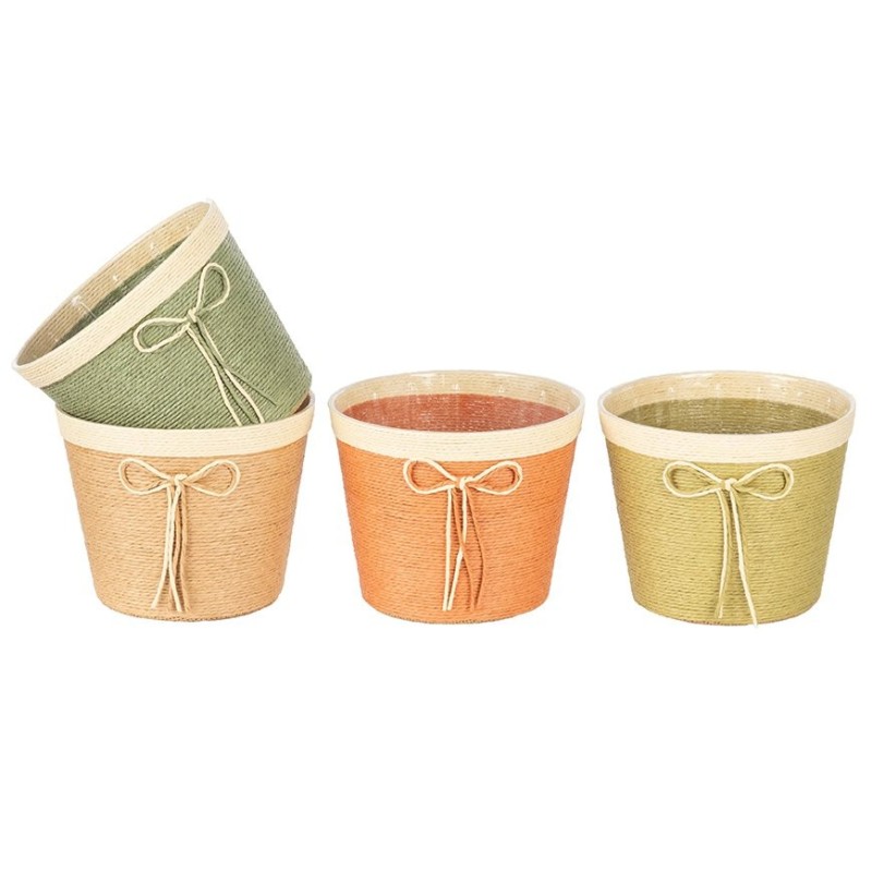 Cache-pot en carton avec nœud Ø19 cm  4 couleurs  vente en gros pour fleuristes