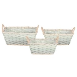 Panier rectangulaire en osier à anses  lot de 3  grossiste en vannerie pour fleuristes