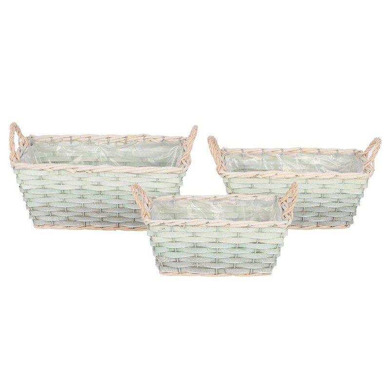 Panier rectangulaire en osier à anses  lot de 3  grossiste en vannerie pour fleuristes