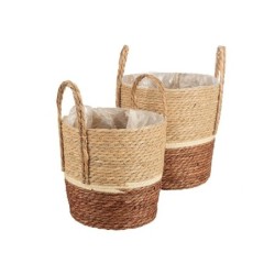 Panier rond droit tricolore à anses  lot de 2  grossiste en vannerie pour fleuristes