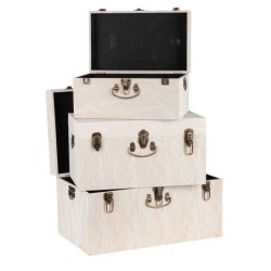 Malle rectangulaire en tissu blanc  lot de 3 - grossiste en décoration de vitrine