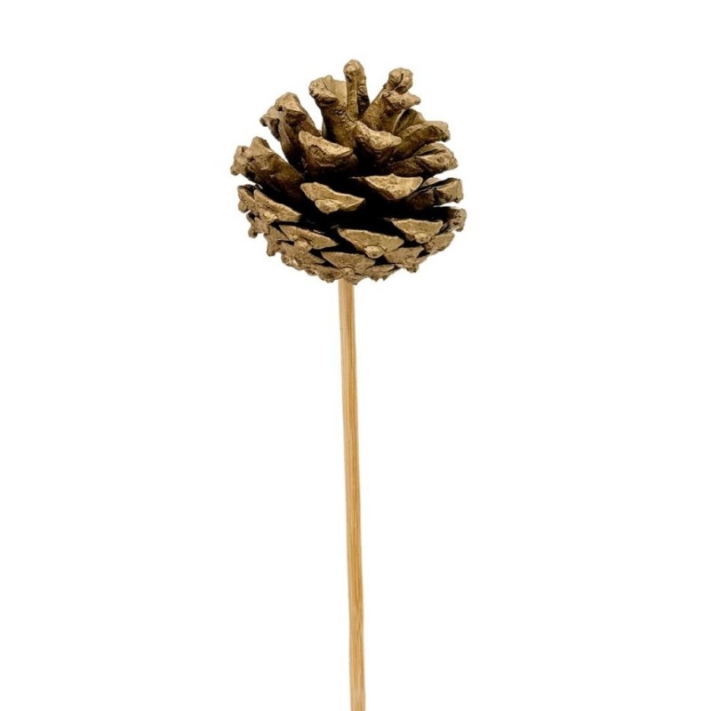 Pique pomme de pin dorée Ø5-6 5 H.4 5-5 cm - lot de 20 - grossiste en piques pour fleuristes