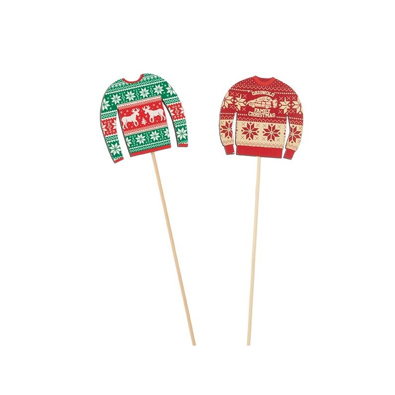 Pique pull de Noël jacquard 6 x 5 5 cm H.40 cm lot de 12 - vente en gros pour fleuristes