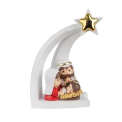 Crèche de Noël étoile filante blanche et dorée 9 x 5 H.11 5 cm - grossiste en décoration pour fleuristes