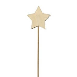 Pique étoile en bois naturel 10 cm H.30 cm lot de 12 - grossiste en décoration de Noël pour fleuristes