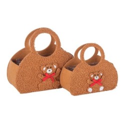 Sac bourse ovale ourson  set de 2 - grossiste en emballage cadeau pour commerces
