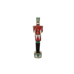 Soldat de Noël avec tambour rouge en métal H.122 5 cm  grossiste en décoration de vitrine de Noël