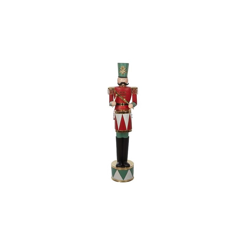 Soldat de Noël avec tambour rouge en métal H.122 5 cm  grossiste en décoration de vitrine de Noël